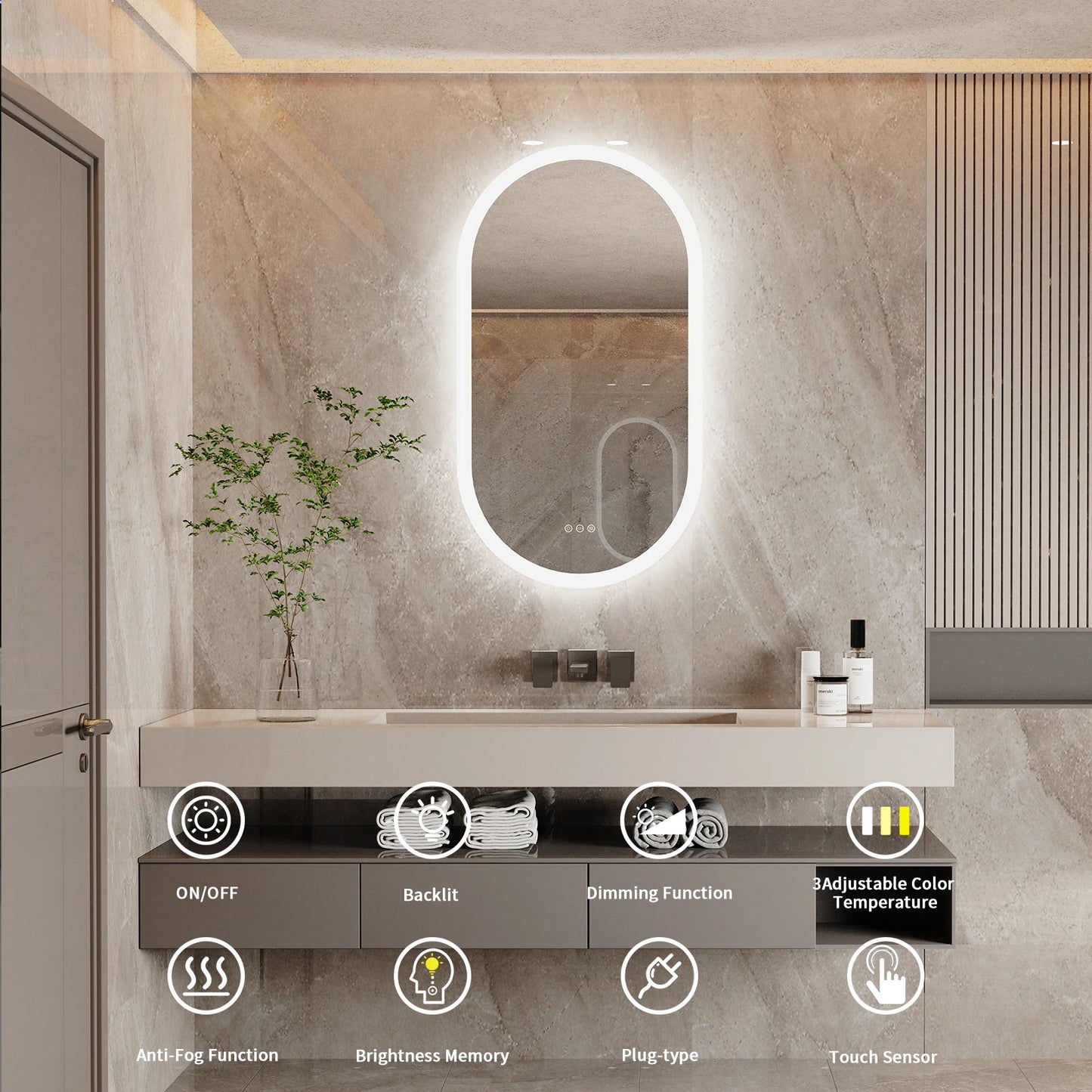 Miroir led salle de bain 120